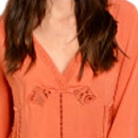 Boho Tunic ~ Pumpkin Spice ~ Embroidered ~ Scallop Lace Trim ~ NEW - Picture 2 of 10
